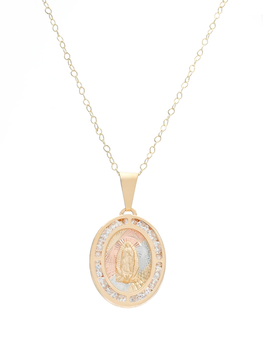 Collar con dije ovalado de oro 14 k